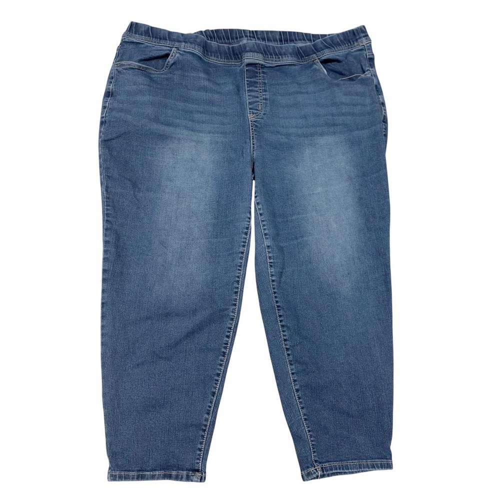 Bloom Chic Womens Plus Size 26 Pull On Tapered Jeans Medium Wash Blue High Rise